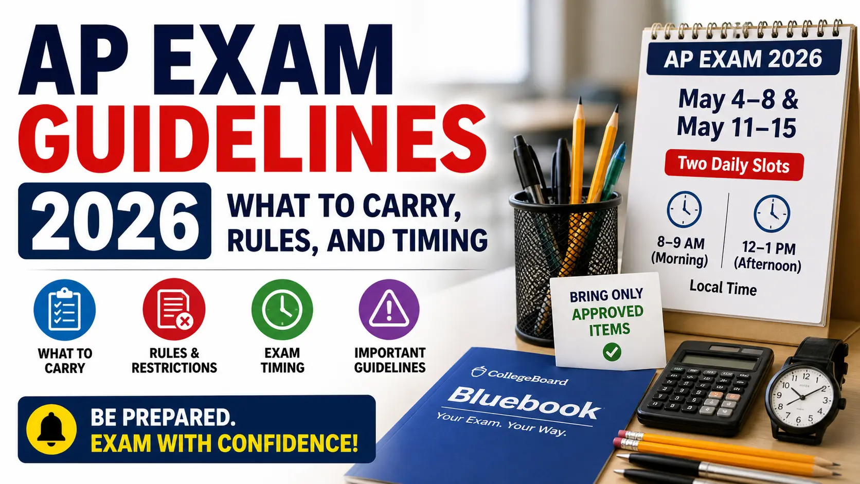 AP Exam Day Guidelines 2026: Schedule, What to Carry, Rules ...