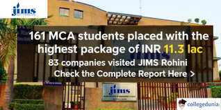 161 MCA students placed with the highest package of INR 11.3 lac, 83 companies visited JIMS Rohini; Check the Complete Report Here