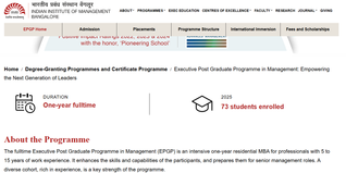 IIM Bangalore EPGP Round 2 Admissions 2026-27 Open; Apply by October 9