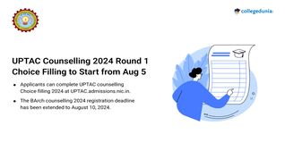 UPTAC Counselling 2024 Round 1 Choice Filling to Start from August 5, BArch Registration Extended till August 10