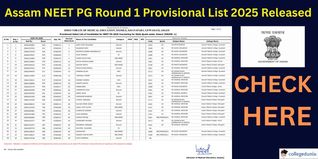 Assam NEET PG Round 1 Provisional List 2025 Released @dme.assam.gov.in; Check List Here