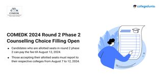 COMEDK UGET 2024 Round 2 Phase 2 Counselling Choice Filling Open till August 5; Check Schedule Here