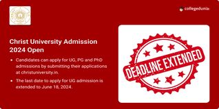 Christ University Admission 2024 Deadline Extended for UG, PG & PhD Programs; Apply Here