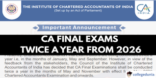 CA Final Exams to Be Held Twice a Year from May 2026; ICAI Revises Exam Frequency