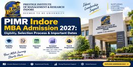 PIMR Indore MBA Admission Without MP DTE Counselling