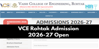VCE Rohtak Admission 2026-27 Open; Check Fee Structure & Key Details
