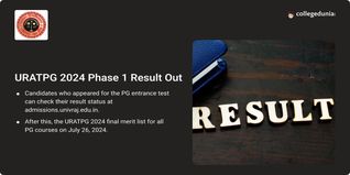 URATPG 2024 Phase 1 Result Declared @univraj.edu.in, Direct Link Here