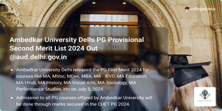 Ambedkar University Delhi PG Provisional Second Merit List 2024 Out @aud.delhi.gov.in; Get Direct Link Here