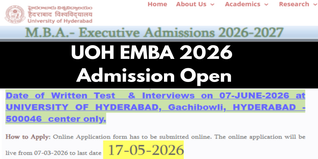 University of Hyderabad EMBA Admission 2026 Begins; Apply by  May 17