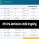 HPU PG Admission 2026 Ongoing; Apply by April 26