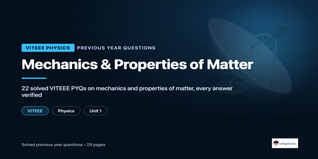 VITEEE Physics Mechanics and Properties of Matter Previous Year Questions