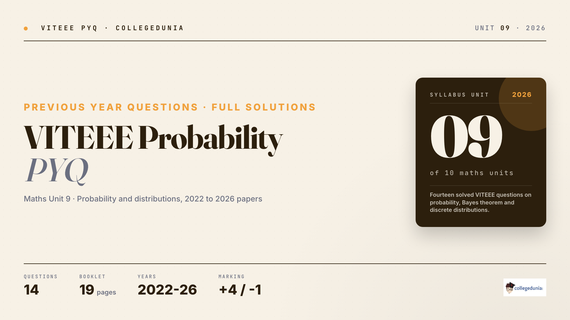 VITEEE Maths Probability Previous Year Questions