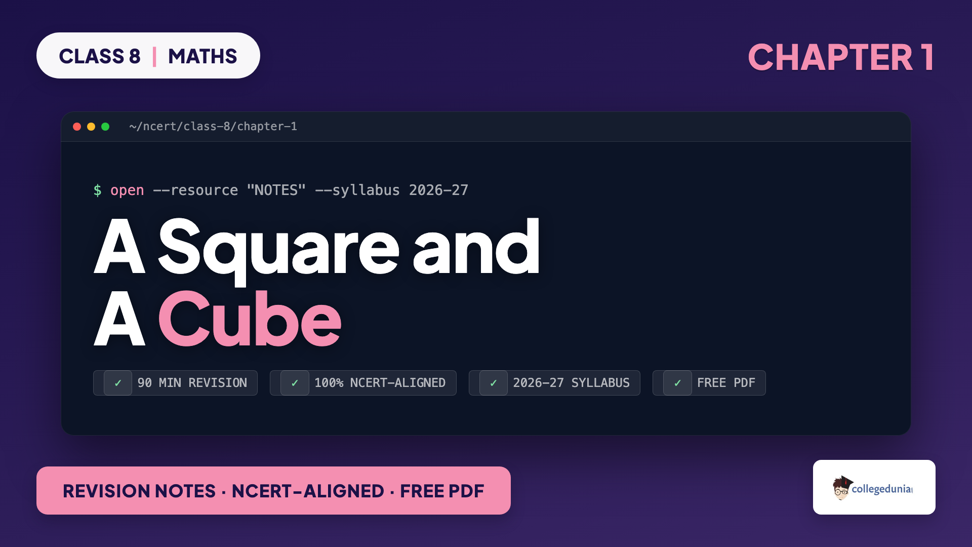 A Square and A Cube Class 8 Maths Notes