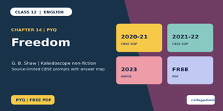 Class 12 English Freedom PYQ PDF 2026-27