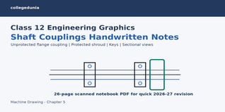 NCERT Handwritten Notes Class 12 Engineering Graphics Chapter 5 Machine Drawing Shaft Couplings