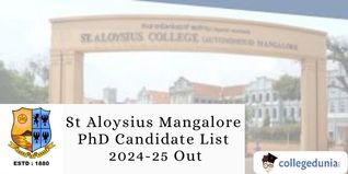 St Aloysius Mangalore PhD Candidate List 2024-25 Out; Check Admission Schedule Here