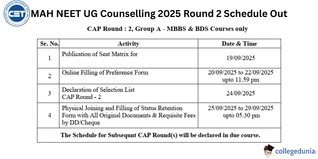 MAH NEET UG Counselling 2025 Round 2 Schedule Out; Selection List to be declared by Sept 24