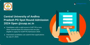 Central University of Andhra Pradesh PG Spot Round Admission 2024 Open; Apply till July 27