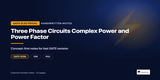 GATE EE Three Phase Circuits and Power Handwritten Notes