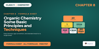 Class 11 Chemistry Chapter 8 Organic Chemistry Some Basic Principles and Techniques Formula Sheet PDF