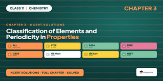 NCERT Solutions Class 11 Chemistry Chapter 3 Classification of Elements and Periodicity in Properties PDF