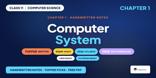Class 11 Computer Science Computer System Handwritten Notes PDF