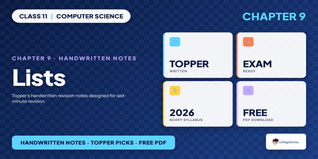Class 11 Computer Science Lists Handwritten Notes PDF