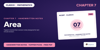 Area Class 8 Mathematics Handwritten Notes