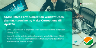 CMAT 2024 Form Correction Window Open @cmat.ntaonline.in; Make Corrections till April 26