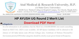 HP AYUSH UG 2025 Round 2 Merit List Released for BAMS/BHMS Admissions; Download PDF Here!