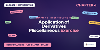 Application of Derivatives Class 12 NCERT Solutions Chapter 6 Misc