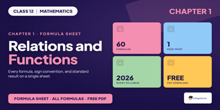 Relations and Functions Class 11 Formulas - Class 12 Maths Ch 1