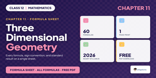 Three Dimensional Geometry Formulas - Class 12 Maths Ch 11
