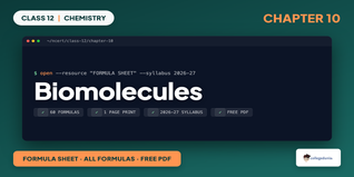 Class 12 Chemistry Ch 10 Biomolecules Formula Sheet PDF Download