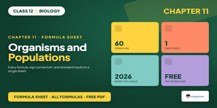 Organisms and Populations Class 12 Biology Formula Sheet 2026-27