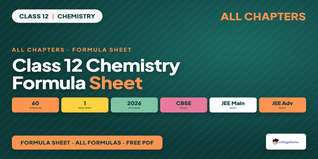 Class 12 Chemistry Formula Sheet - Free PDF Download
