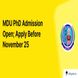MDU PhD Admission Open; Apply Before November 25