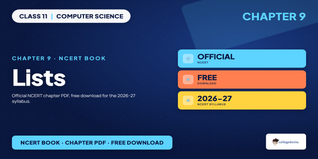 NCERT Book Class 11 Computer Science Chapter 9 Lists PDF