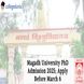 Magadh University PhD Admission 2025; Apply Before March 6