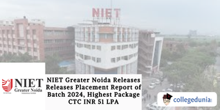NIET Greater Noida Releases Releases Placement Report of Batch 2024, Highest Package CTC INR 51 LPA