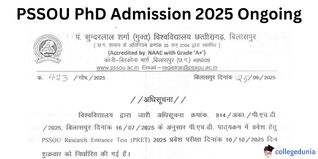 PSSOU PhD Admission 2025 Ongoing; PRET Scheduled for October 10